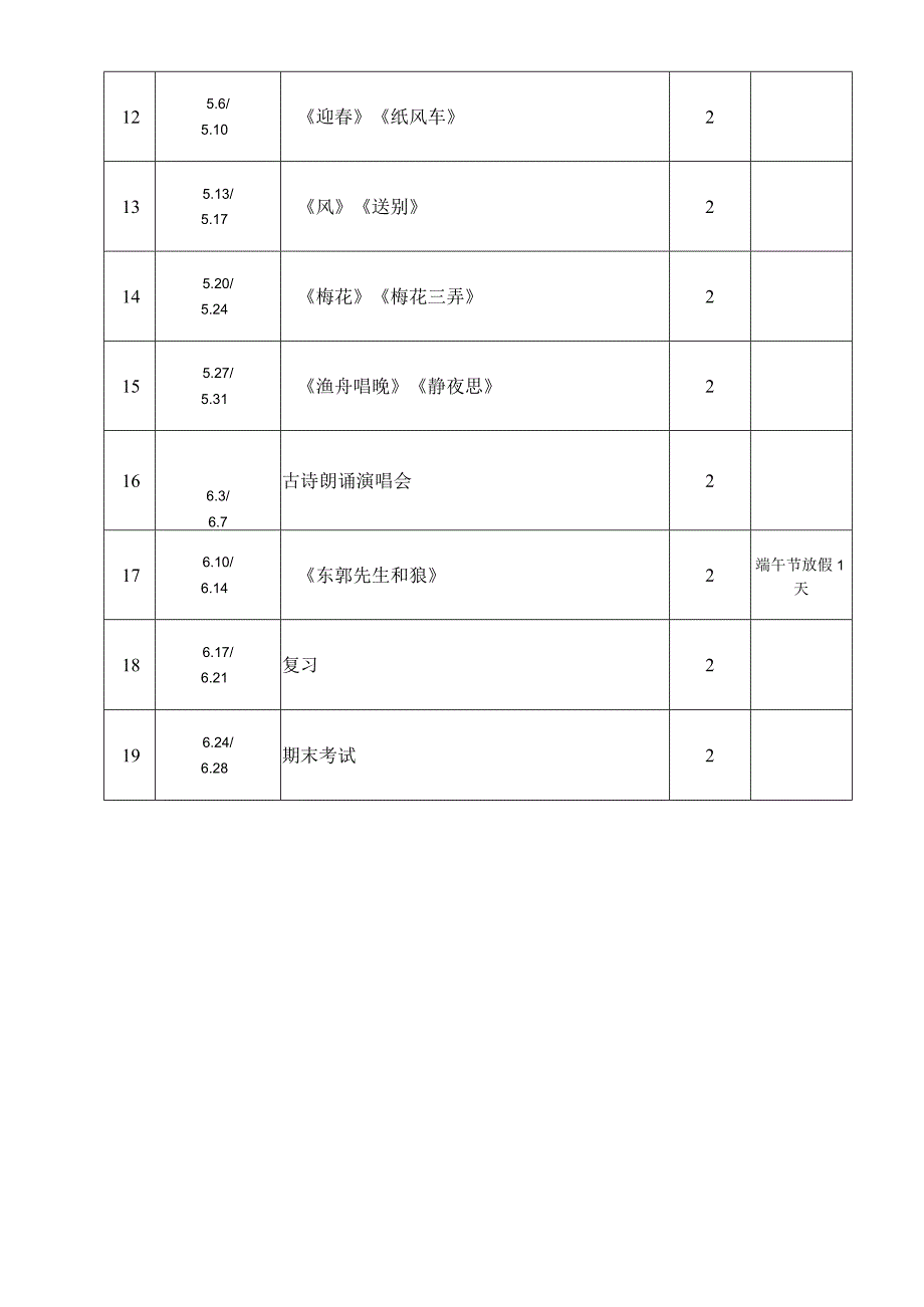 2023—2024学年第二学期五年级音乐教学进度表.docx_第2页