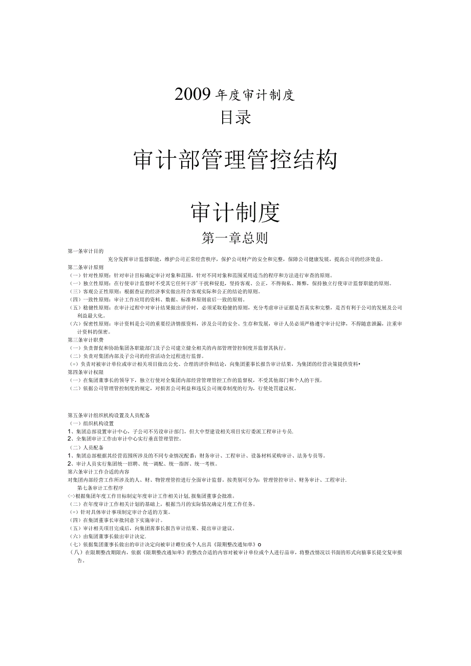 XX年X集团审计制度范文.docx_第1页