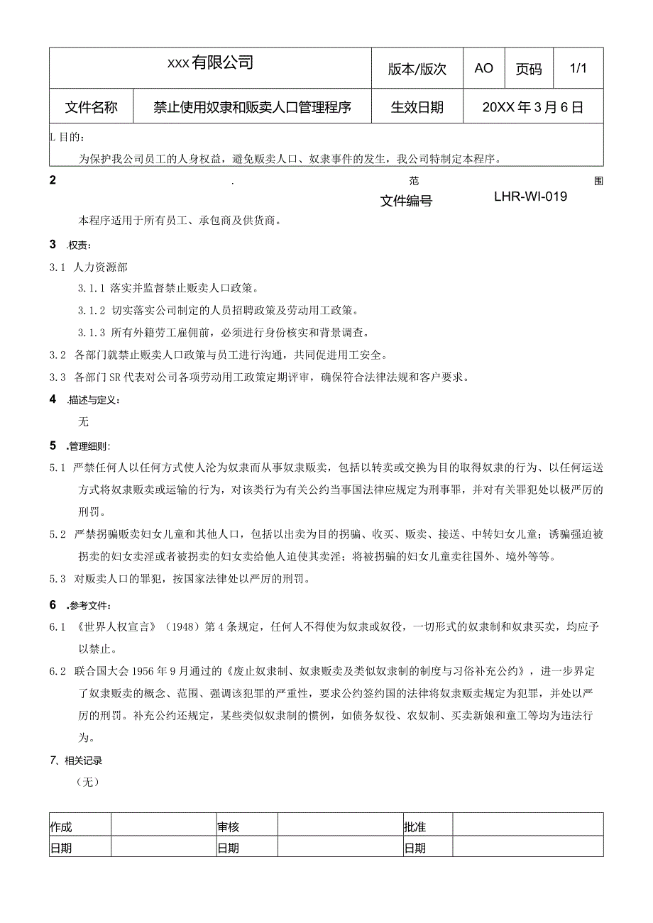 LHR-WI-019禁止使用奴隶和贩卖人口管理程序.docx_第2页