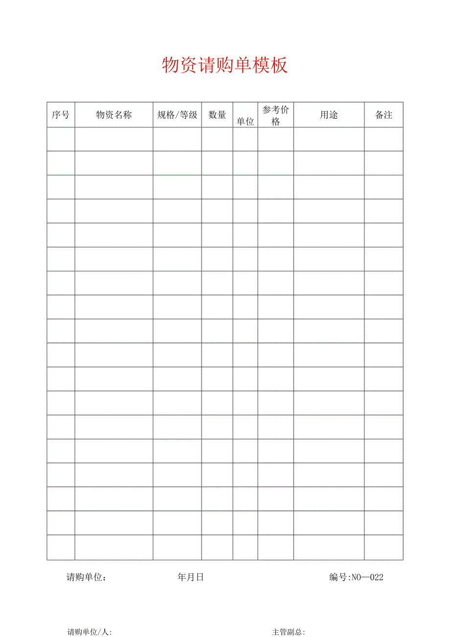 物资请购单模板.docx_第1页