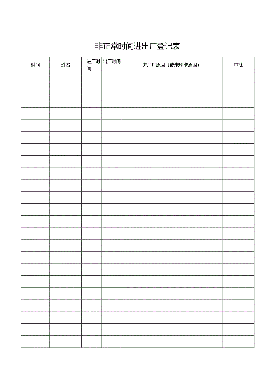 非正常时间进出厂登记表.docx_第1页