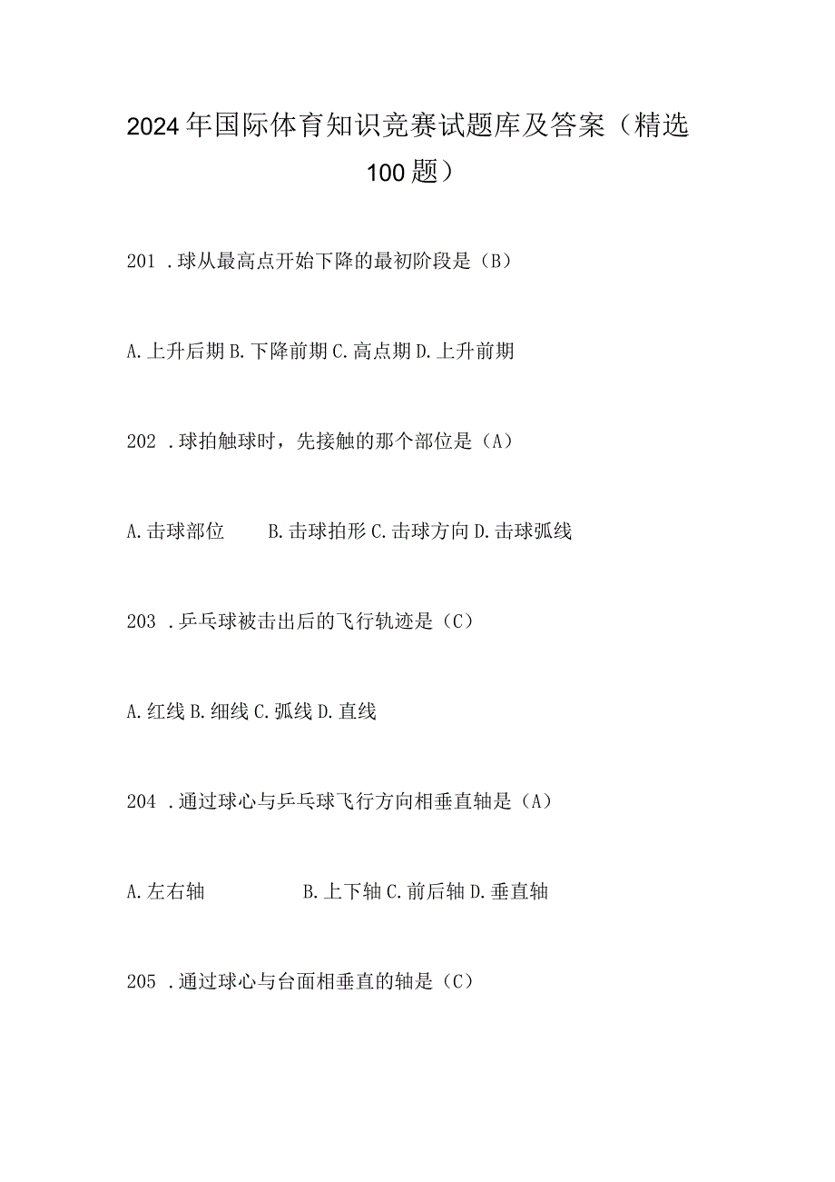 2024年国际体育知识竞赛试题库及答案（精选100题）.docx_第1页