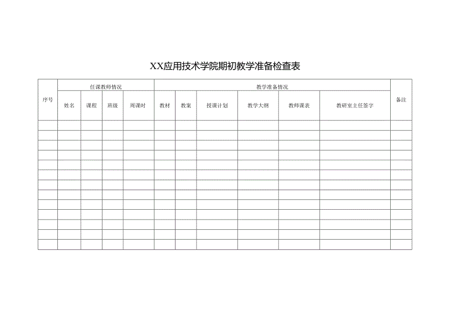 XX应用技术学院期初教学准备检查表（2024年）.docx_第1页