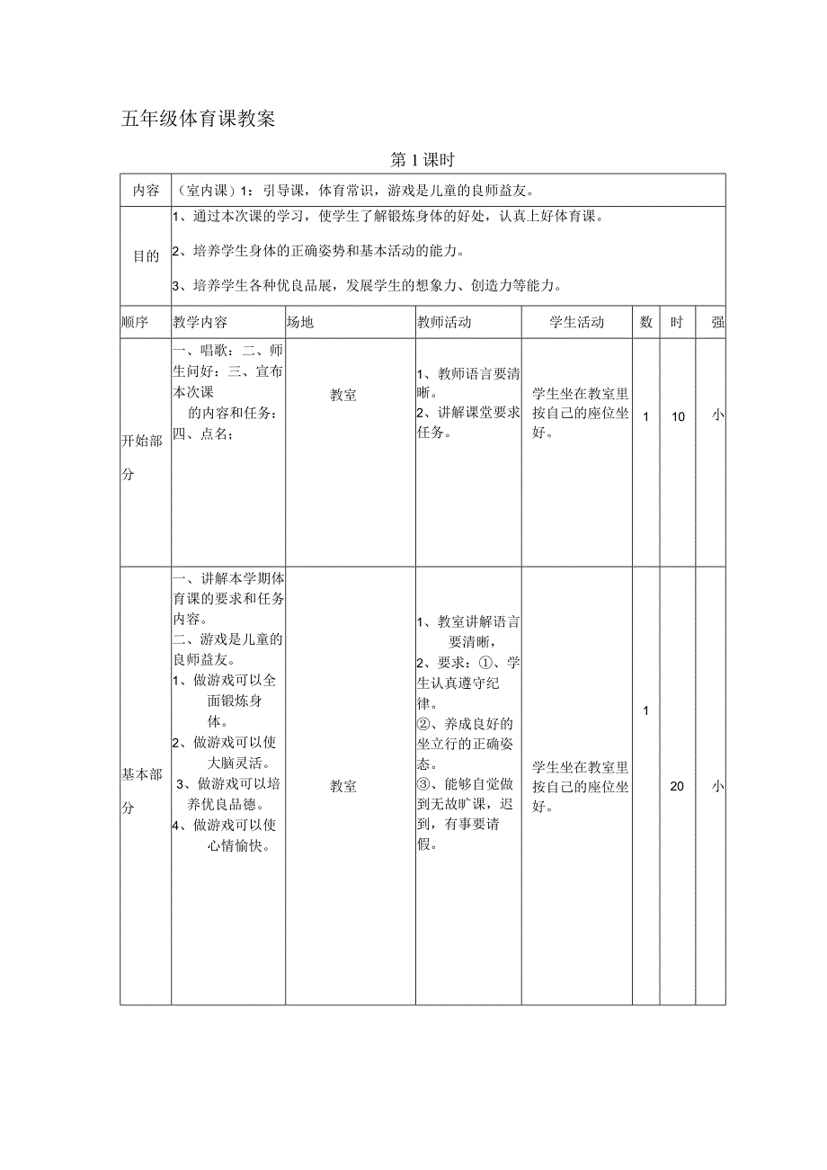 最新2019年小学五年级体育下册教案全册-教学设计.docx_第1页