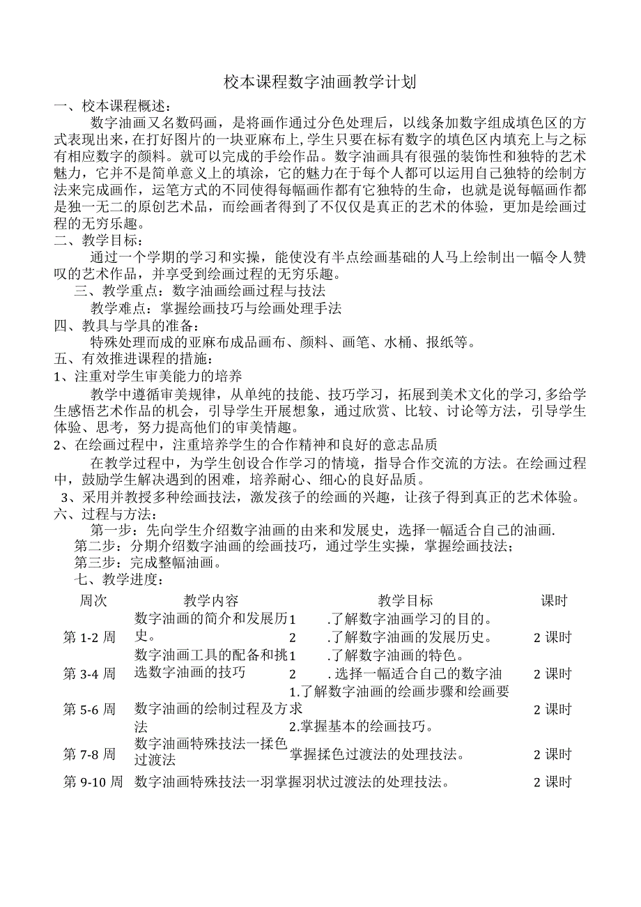 小学2023-2024学年人教PEP版校本课程数字油画教学计划.docx_第1页