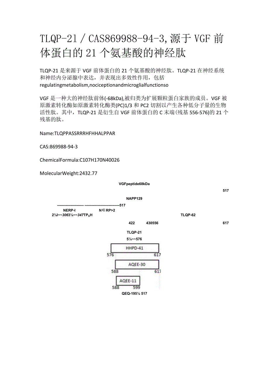 TLQP-21_CAS869988-94-3源于VGF前体蛋白的21个氨基酸的神经肽.docx_第1页