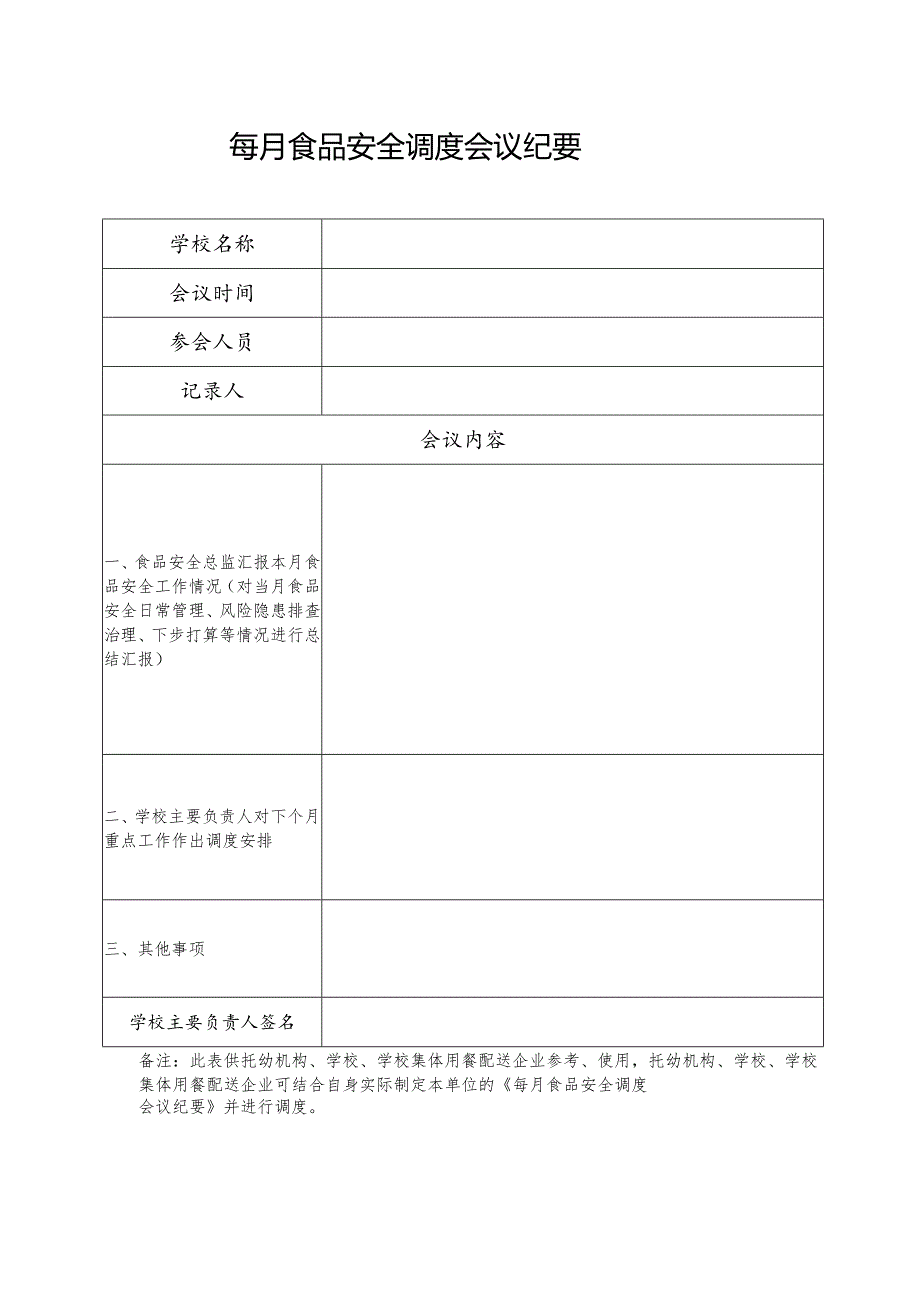 食品安全调度会议纪要.docx_第1页