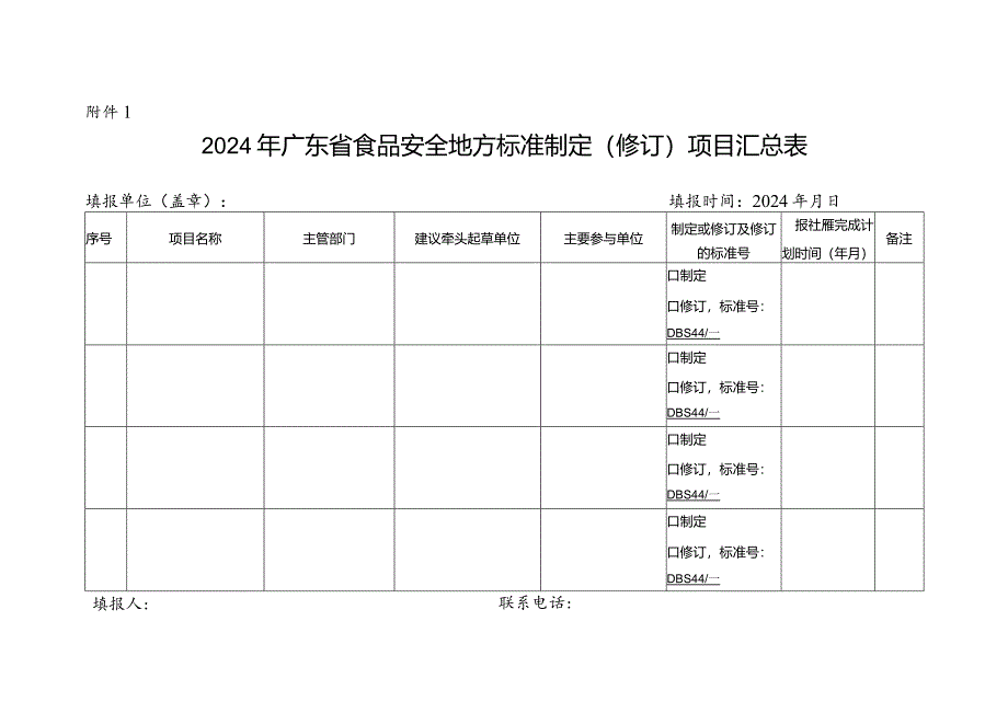 1.2024年广东省食品安全地方标准制定（修订）项目汇总表.docx_第1页