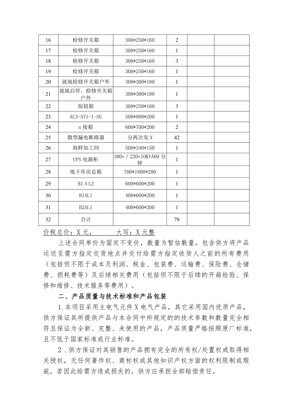 采购合同（2024年XX建筑装饰工程有限公司与XX机电设备有限公司）.docx_第2页