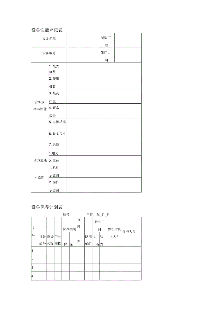 设备日常维护保养管理表格.docx_第1页