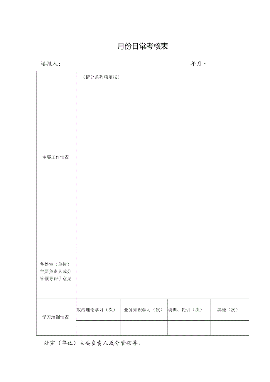 ____月份日常考核表.docx_第1页