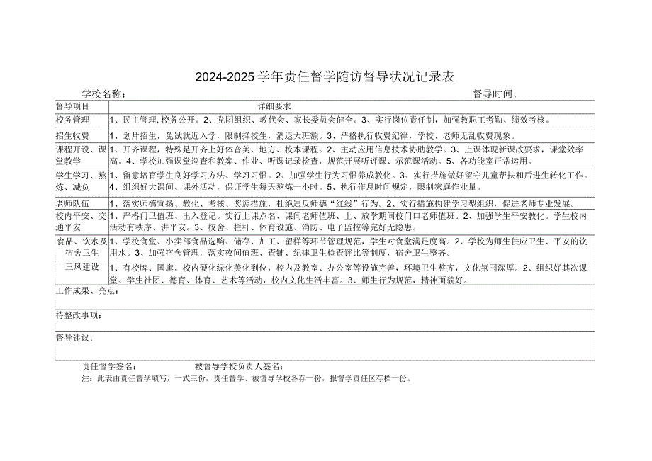 2024-2025学年责任督学随访督导情况记录表.docx_第1页