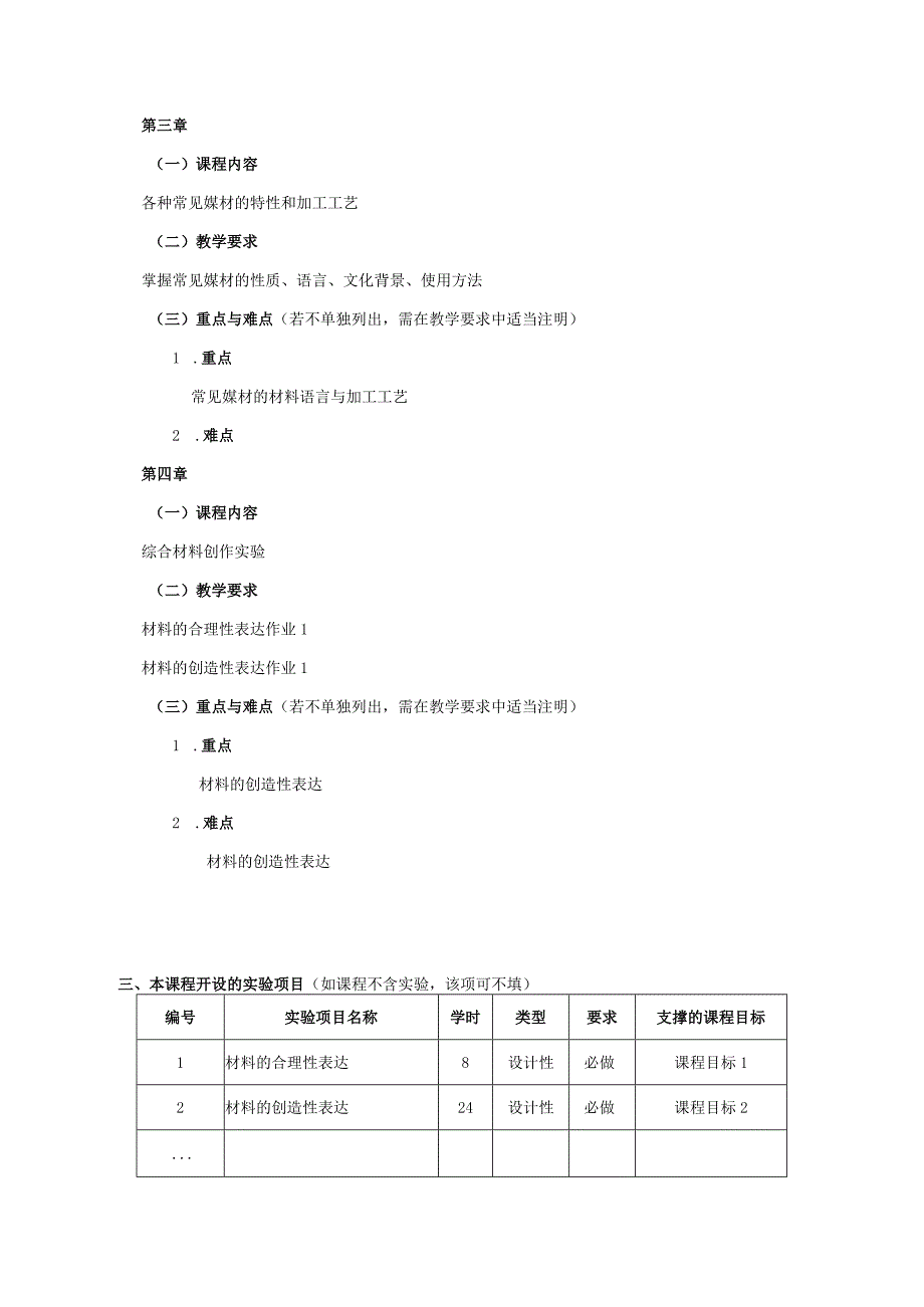 18410192综合材料表现大学高校课程教学大纲.docx_第3页