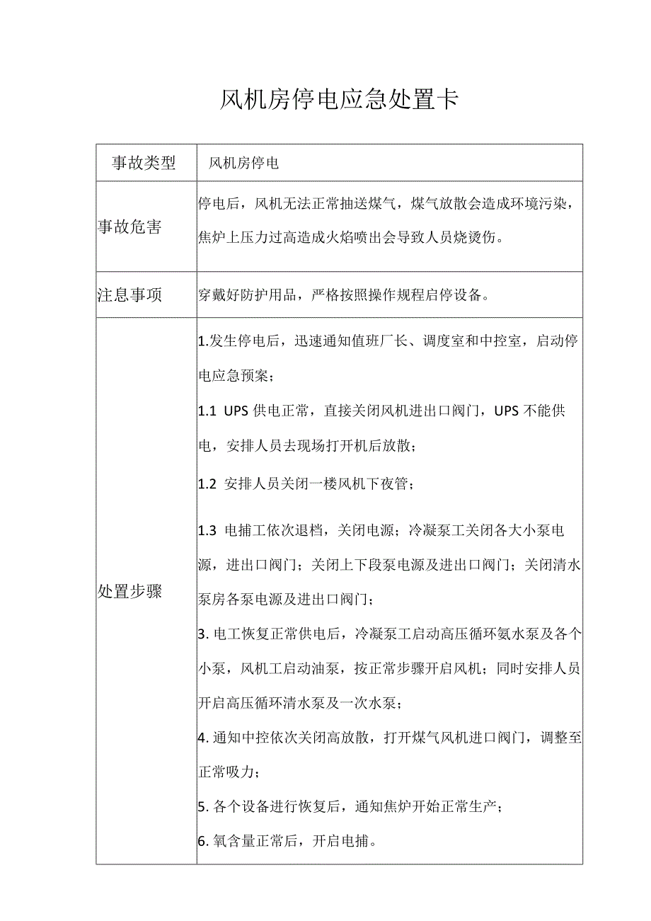 风机房停电应急处置卡.docx_第1页