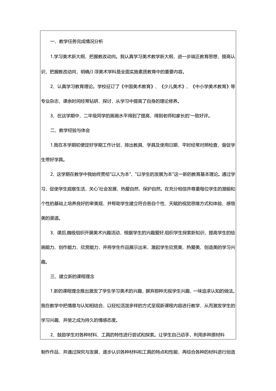 2024年二年级美术上册教学总结（实用5篇）-大文斗范文网手机端.docx_第2页