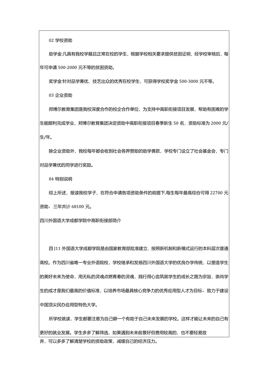 2024年2024四川外国语大学成都学院中高职衔接部多少钱四川外国语大学成都学院中高职衔接部各专业学费收费标准.docx_第2页