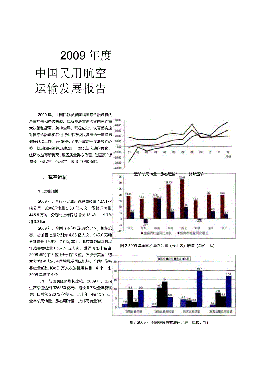 2009年度中国民用航空运输发展报告.docx_第1页