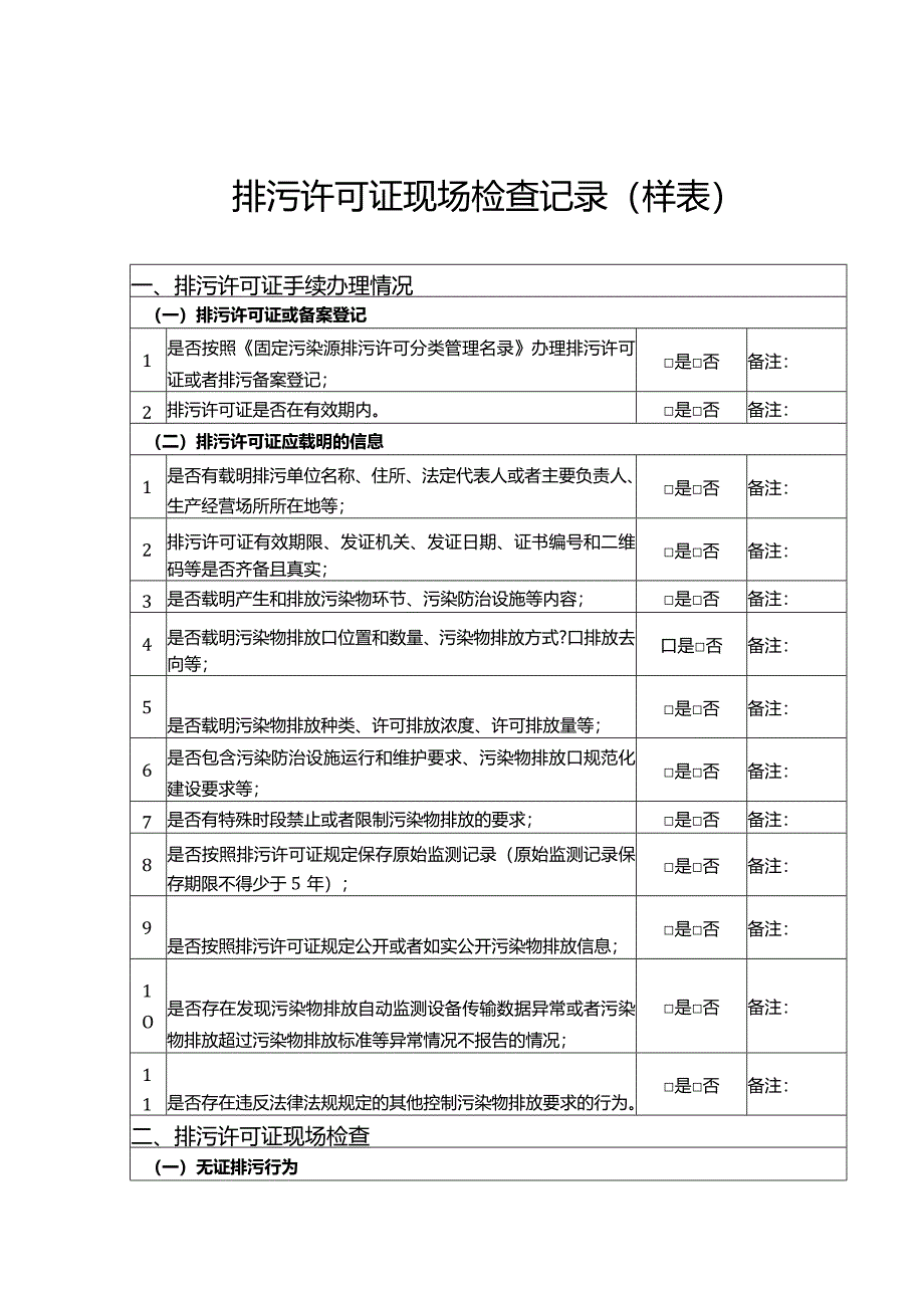 排污许可证现场检查记录.docx_第1页