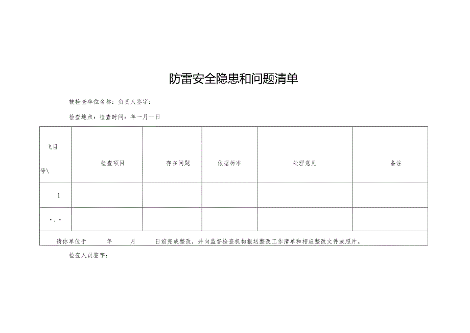 防雷安全隐患和问题清单.docx_第1页