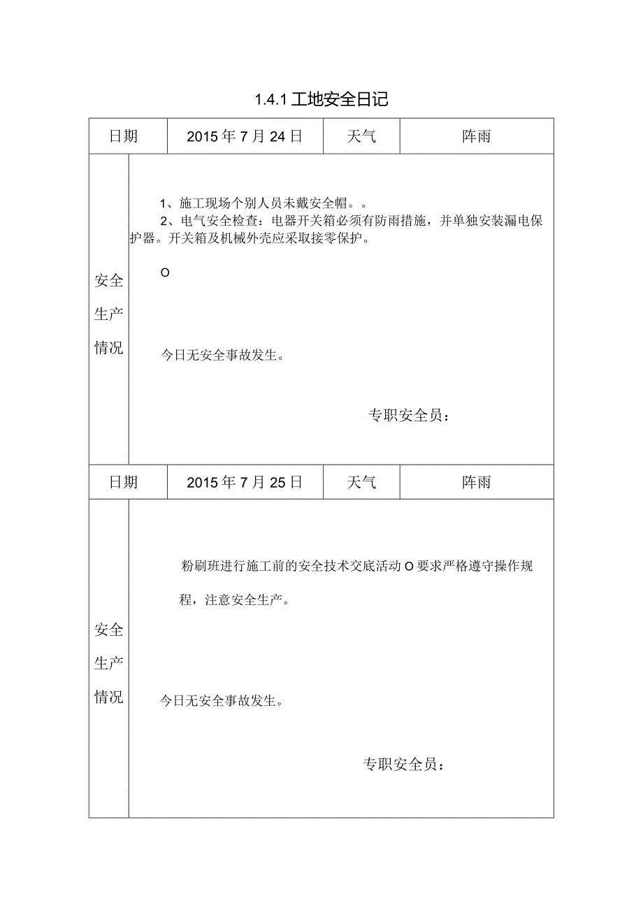 [施工资料]工地安全日记(29).docx_第1页