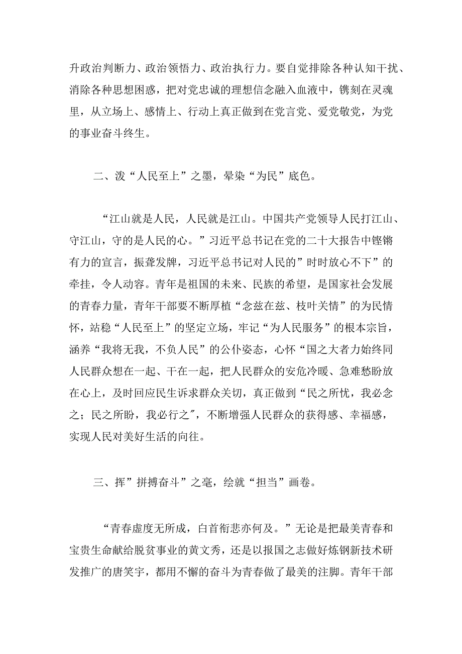 党组书记在青年干部座谈会的交流研讨发言材料.docx_第2页