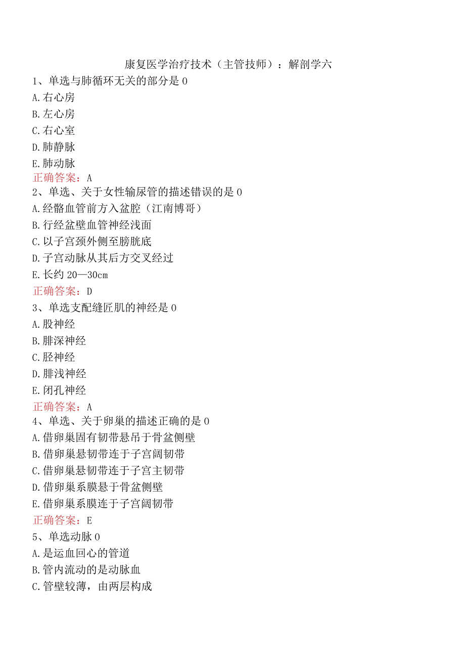 康复医学治疗技术(主管技师)：解剖学六.docx_第1页