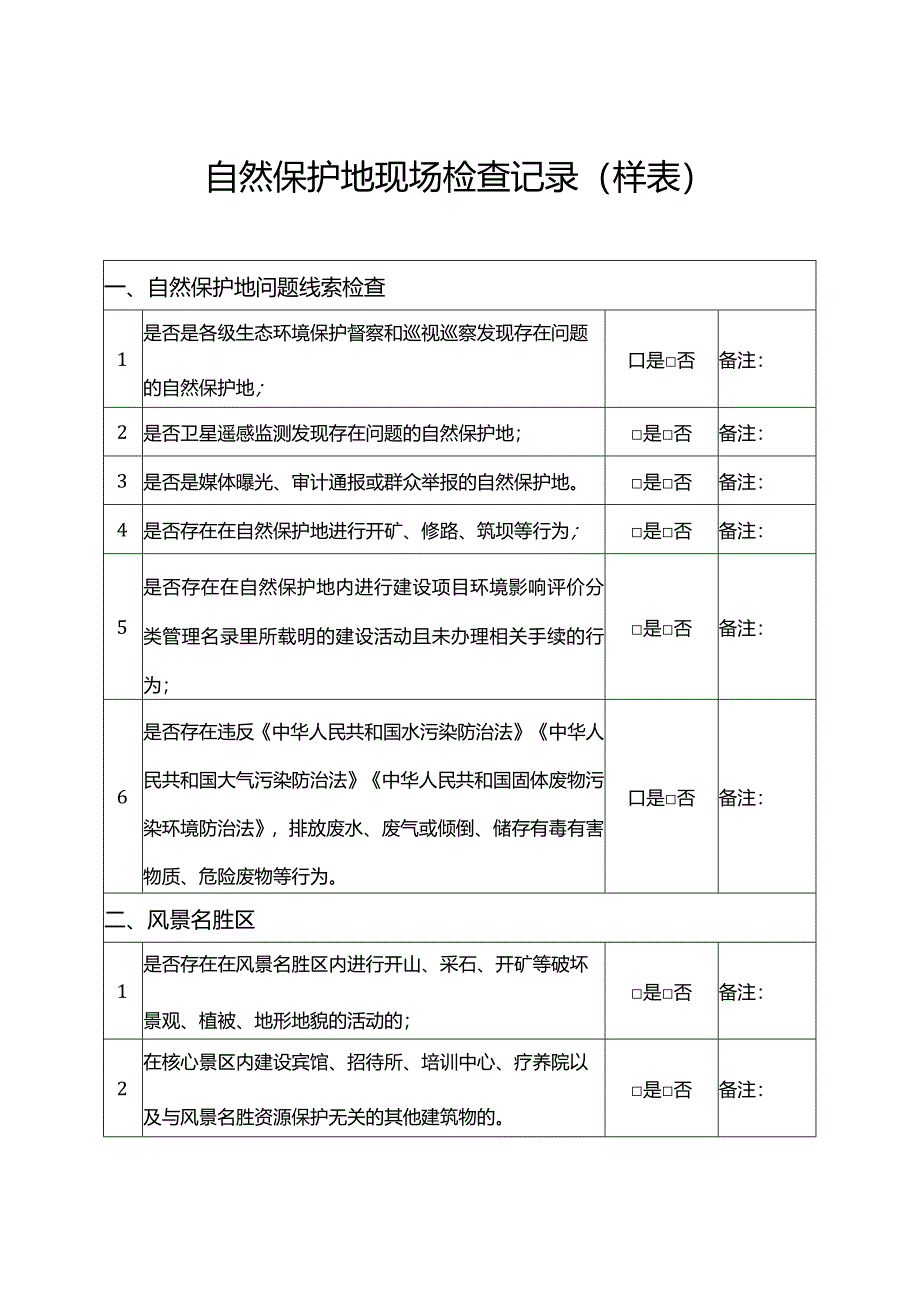 自然保护地现场检查记录.docx_第1页