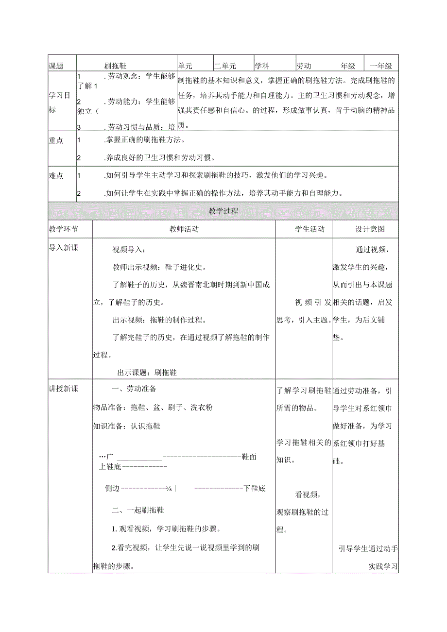 项目六刷拖鞋（教案）—一年级劳动下册同步（人教版）.docx_第1页