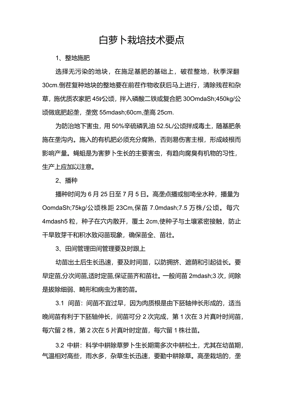 白萝卜栽培技术要点.docx_第1页