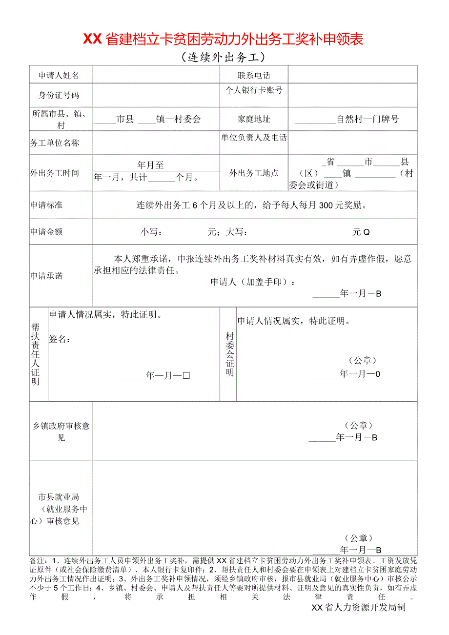 贫困劳动力外出务工奖补申领表.docx_第1页