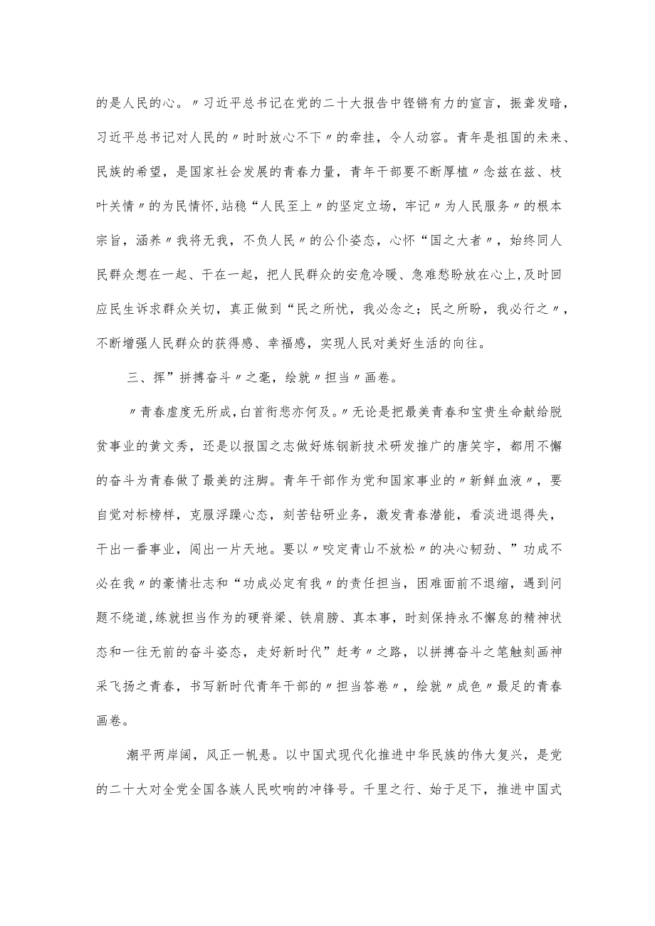 党组书记在青年干部座谈会的交流研讨发言材料.docx_第2页