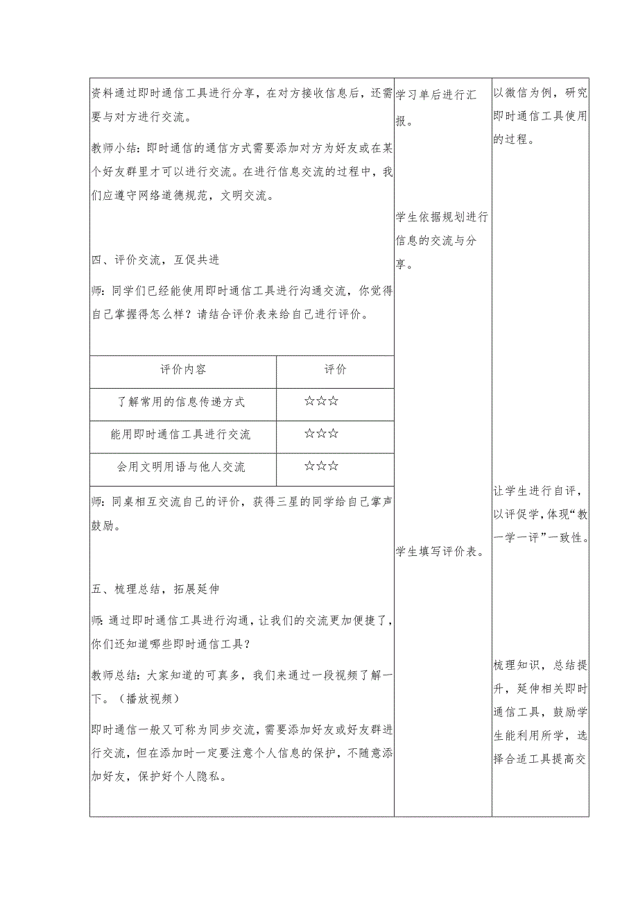 三年级下册信息技术苏科版5-2即时的交流与分享教案（表格式）.docx_第3页