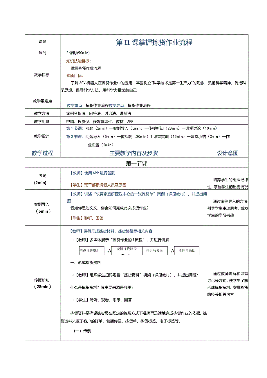 《配送中心运营管理实务》教案第11课掌握拣货作业流程.docx_第1页