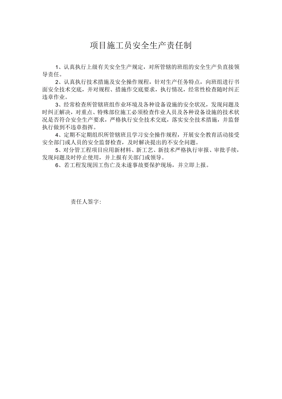 项目施工员安全生产责任制.docx_第1页