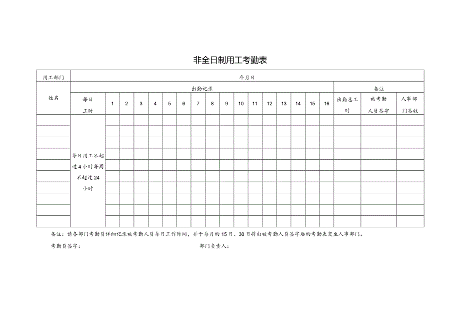 非全日制用工考勤表.docx_第1页