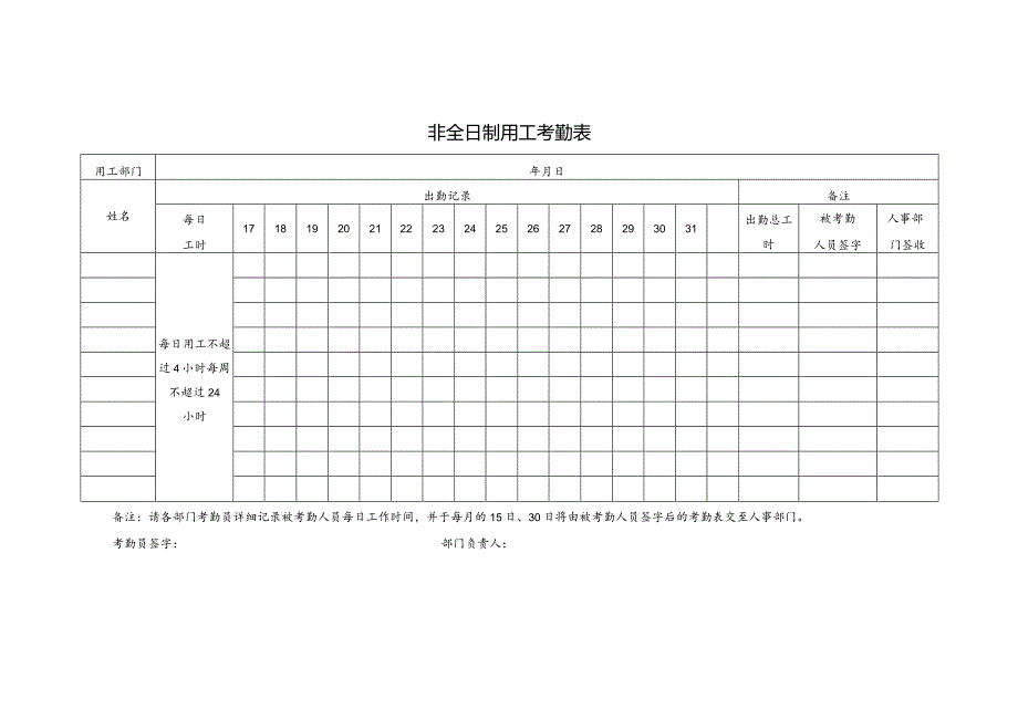 非全日制用工考勤表.docx_第2页