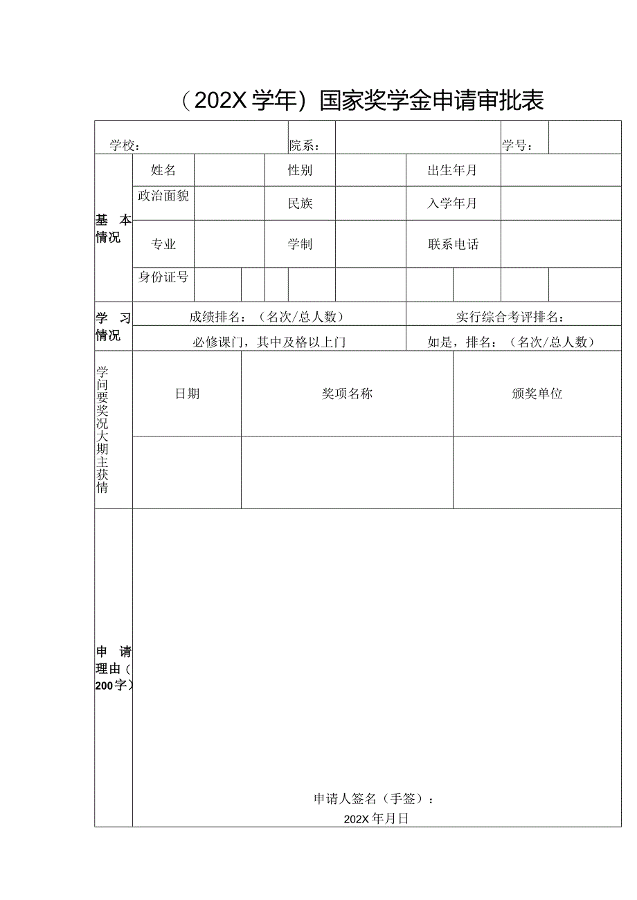 国家奖学金申请审批表.docx_第1页