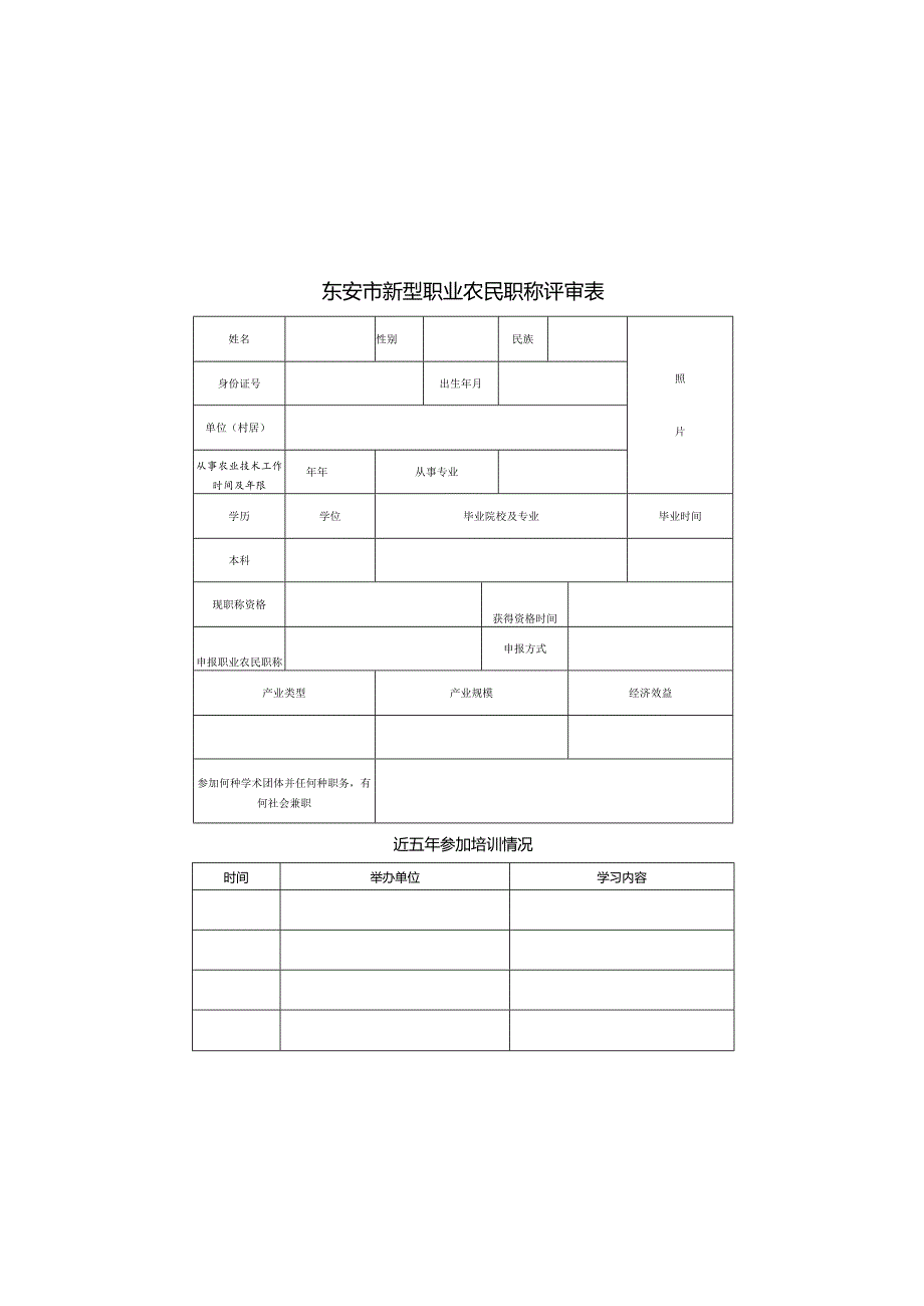 东安市新型职业农民职称评审表.docx_第1页