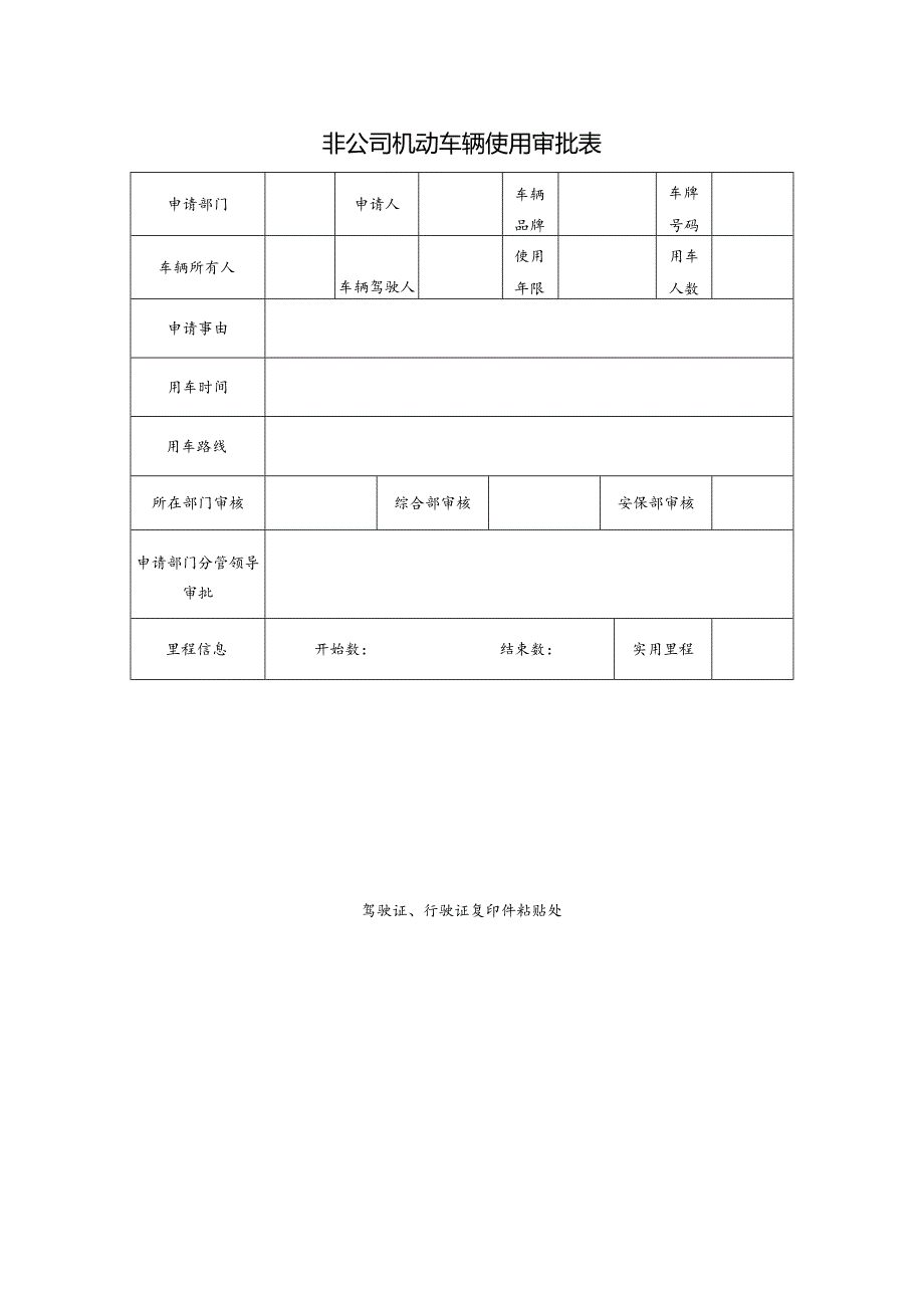 非公司机动车辆使用审批表.docx_第1页