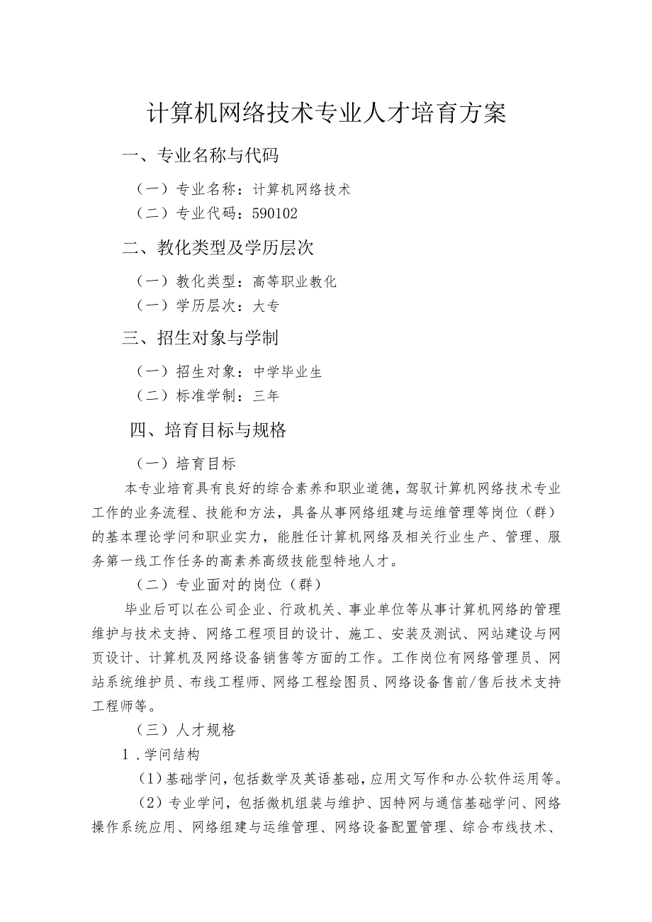 2024级计算机网络技术专业人才培养方案1008.docx_第1页