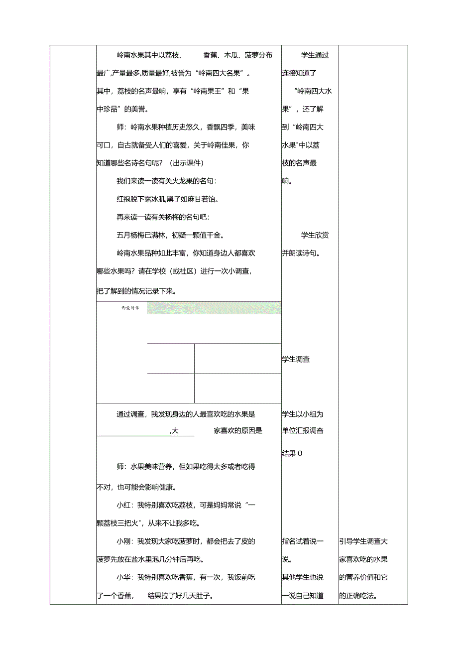 综合实践活动指引三年级第一单元第一课时《岭南佳果》教案.docx_第3页