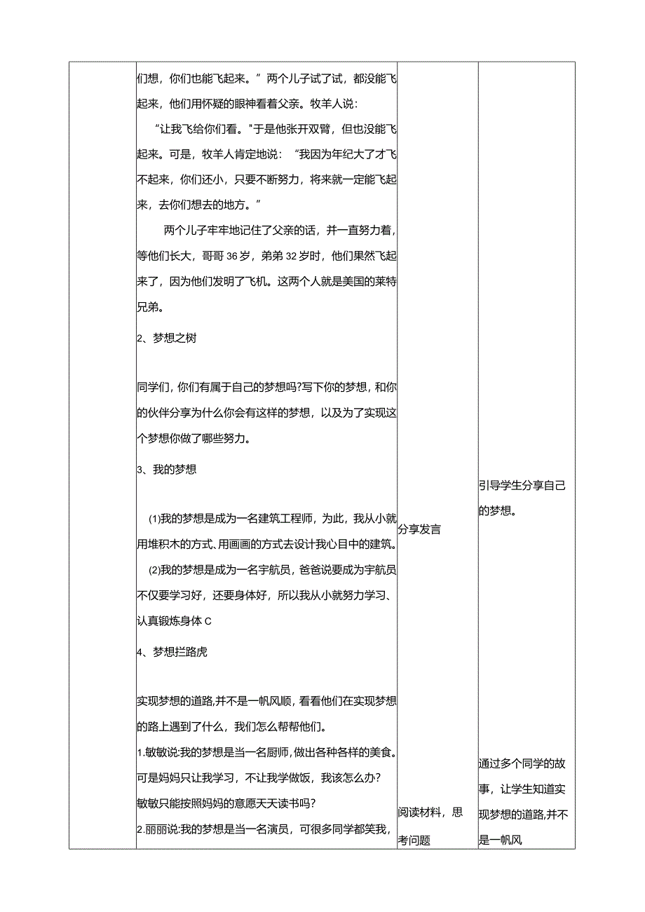 1坚持让梦想绽放教学设计教科版心理健康六年级下册.docx_第2页