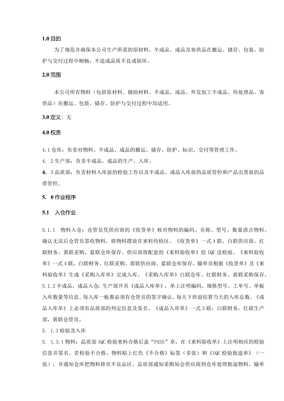 质量管理体系控制程序——仓库管理程序.docx_第1页