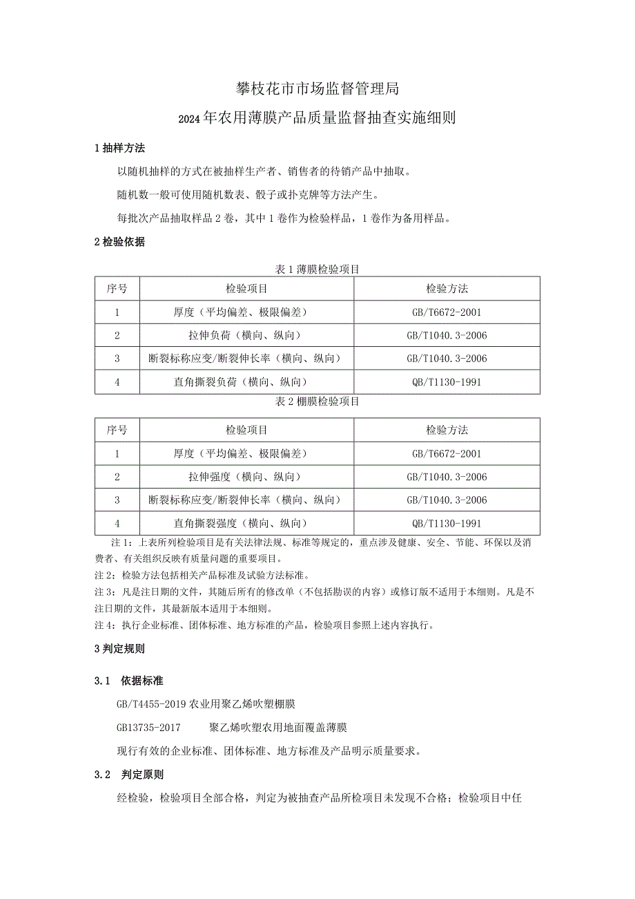 11攀枝花市市场监督管理局2024年农用薄膜产品质量监督抽查实施细则.docx_第1页