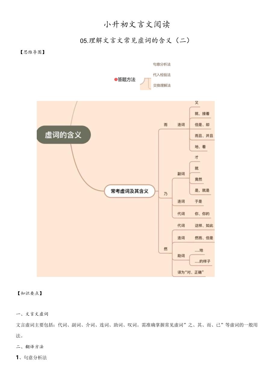 小升初文言文阅读-05理解文言文常见虚词的含义（二）.docx_第1页