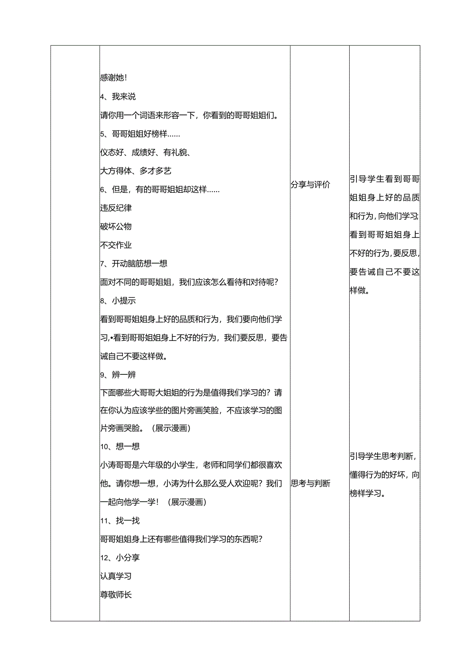 2哥哥姐姐好榜样教学设计教科版心理健康一年级下册.docx_第2页