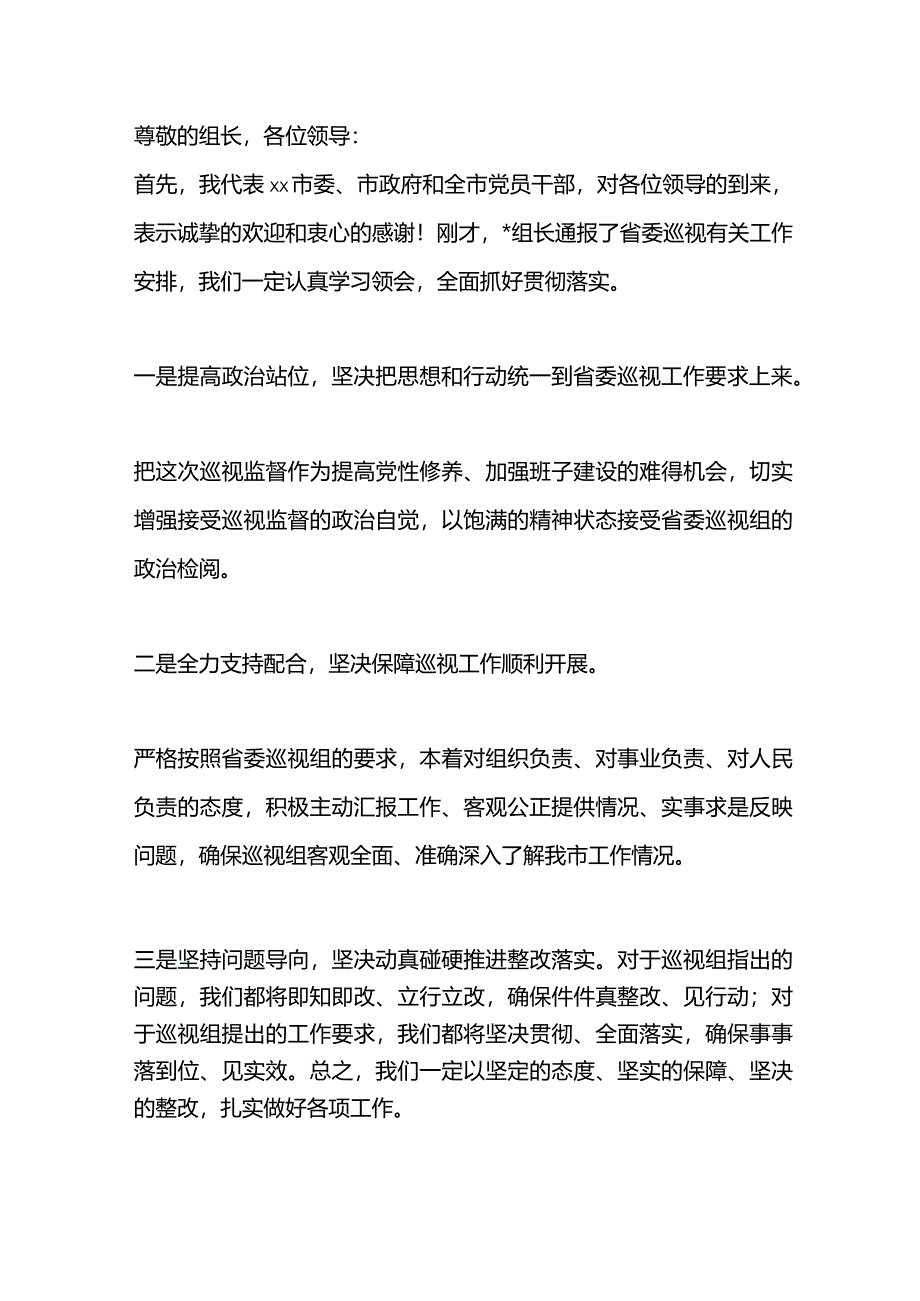 在巡视见面沟通会上的表态发言.docx_第1页