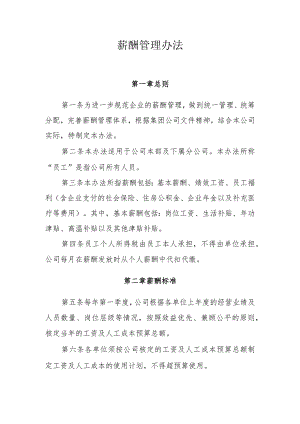 薪酬管理试行办法.docx