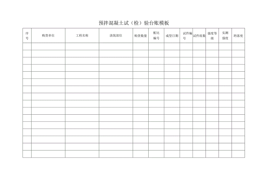 预拌混凝土试（检）验台账模板.docx_第1页