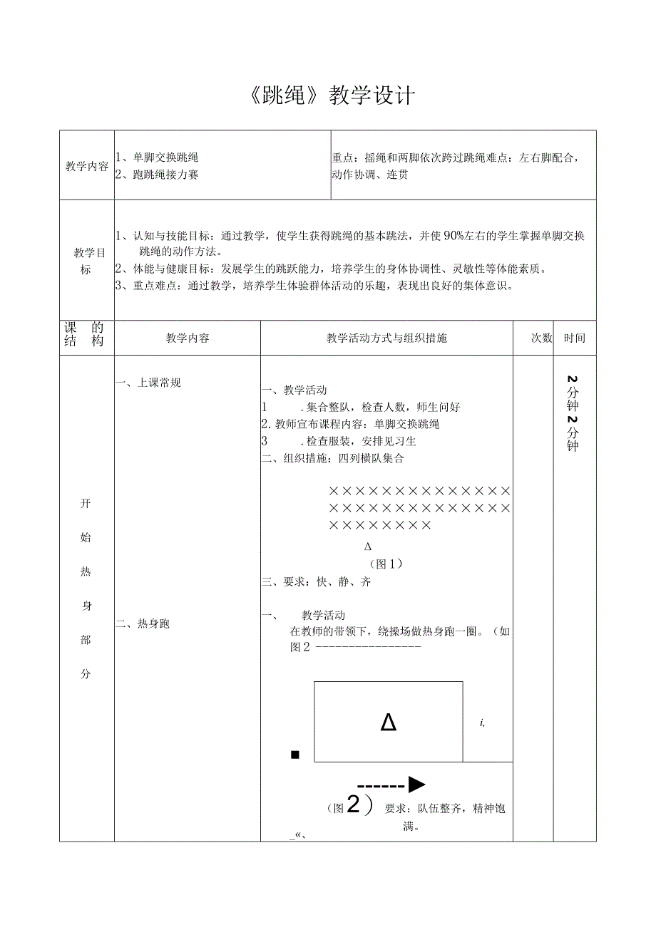 跳绳教学(教案)体育三年级教学设计.docx_第1页